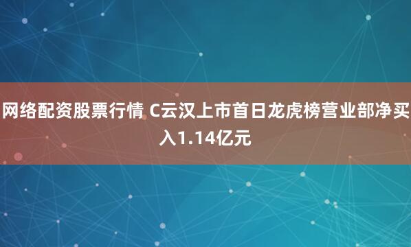 网络配资股票行情 C云汉上市首日龙虎榜营业部净买入1.14亿元